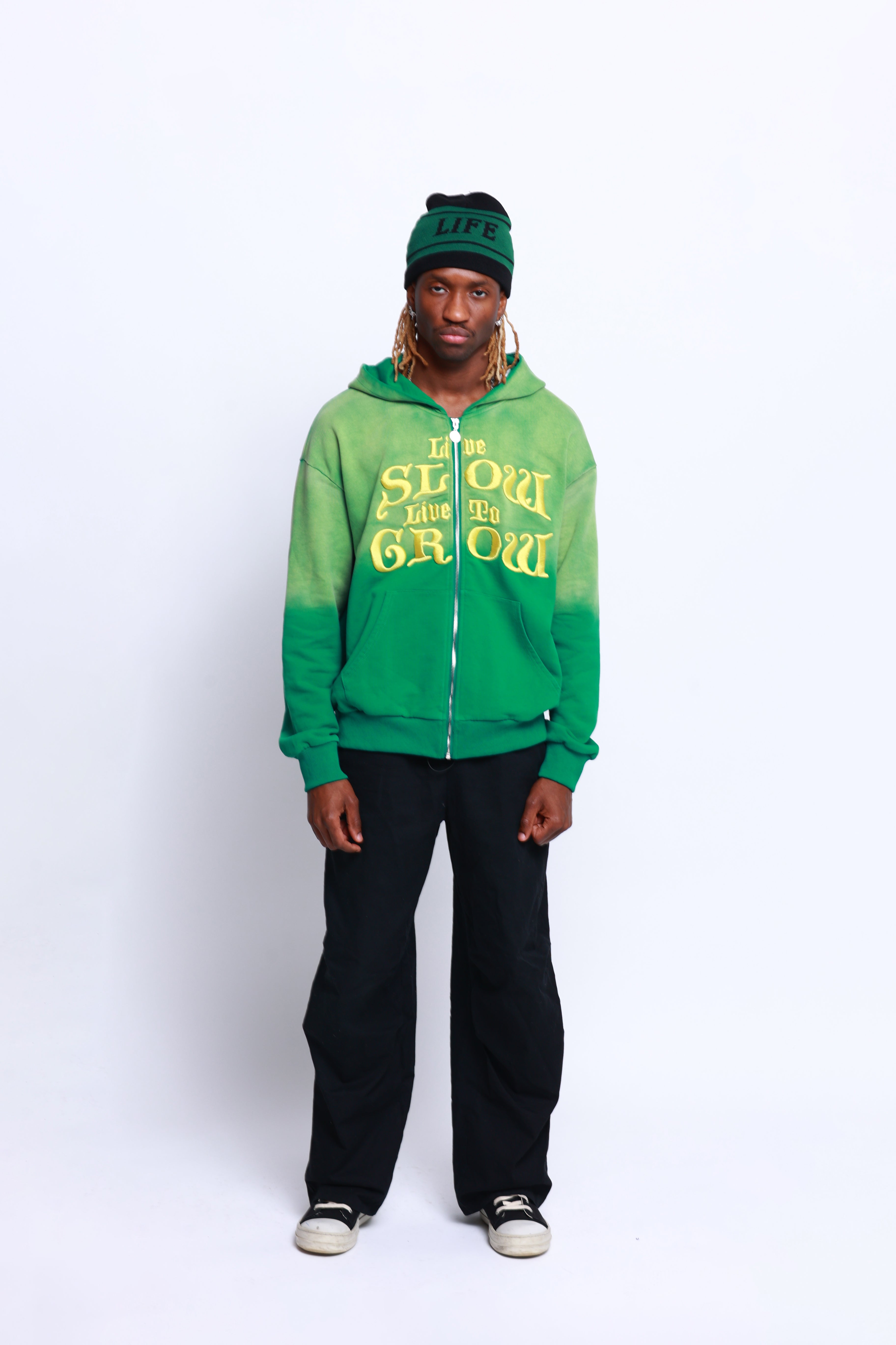 LIVE SLOW, LIVE TO GROW - GREEN HOODIE